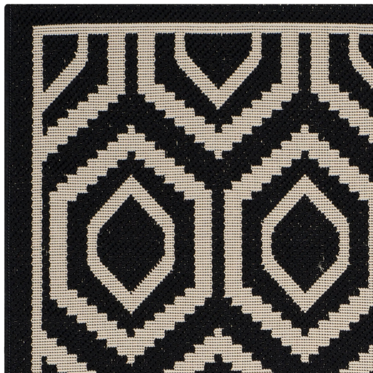 Black Beige Geometric Indoor/Outdoor Area Rug T963189