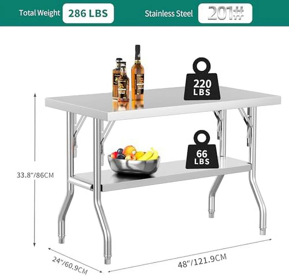 Stainless Steel Folding Table 48" X 24" V638977