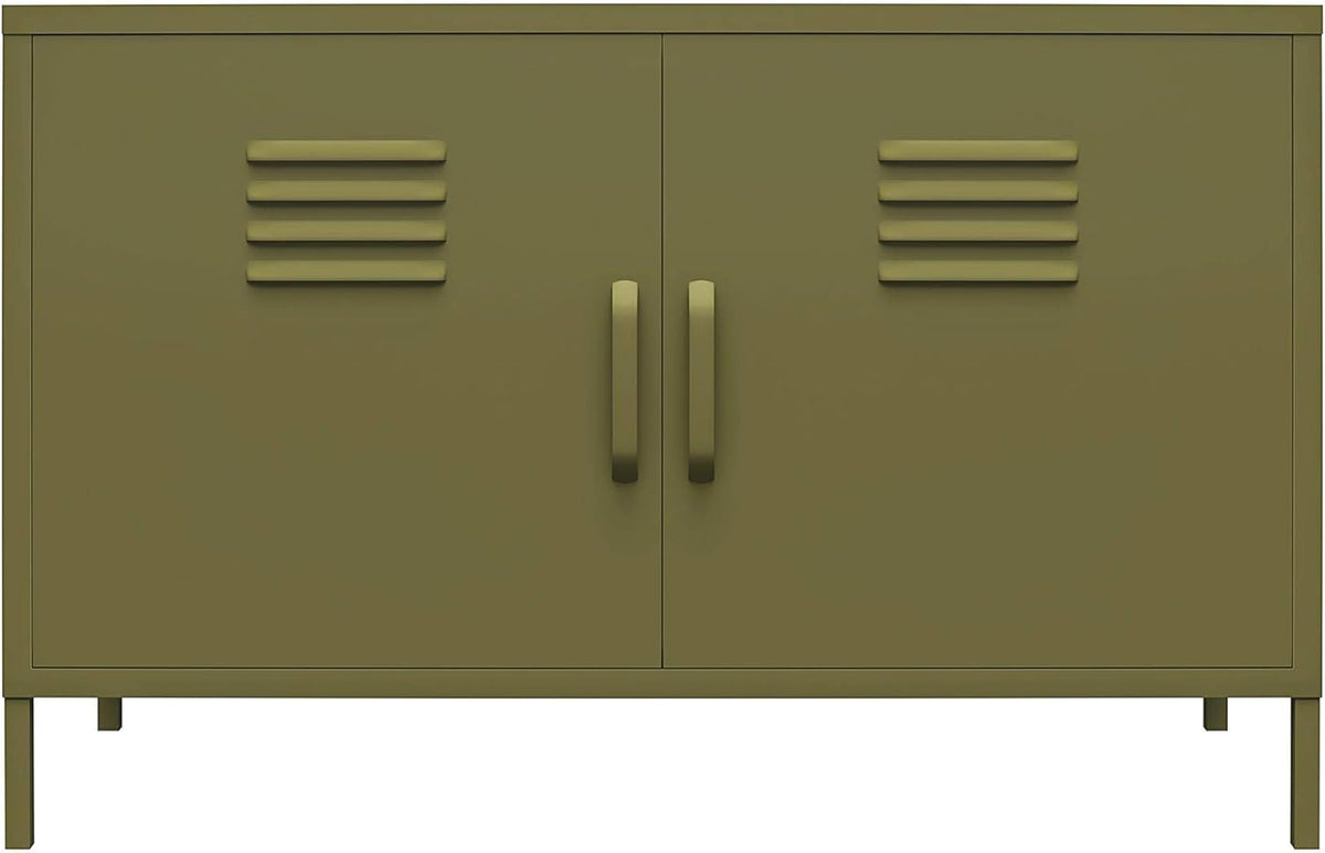 Black 2 Door Metal Locker Accent Cabinet L911