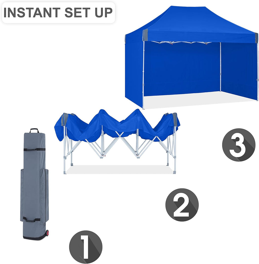 Blue 10'x15' Pop Up Canopy Tent with Removable Sides Walls P440394