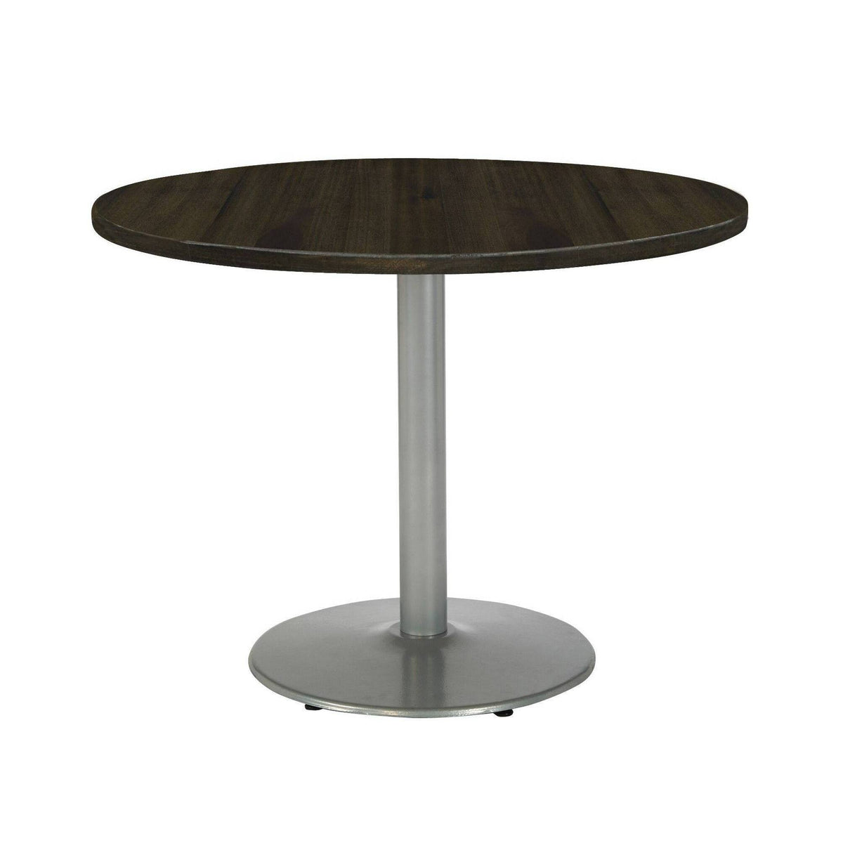 Round Top Table, Espresso, Silver Base J61972