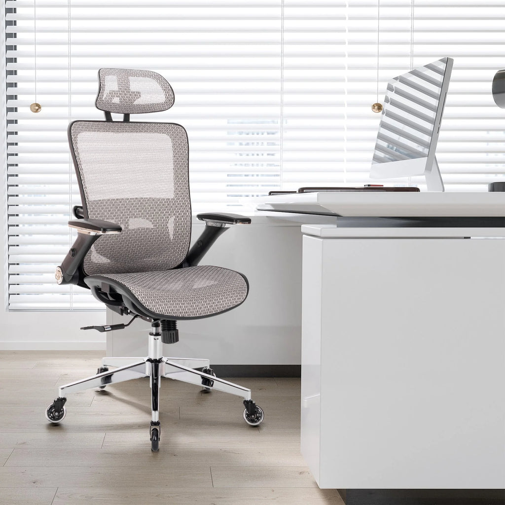 Grey Ergonomic Mesh Office Chair with Lumbar Support A65667
