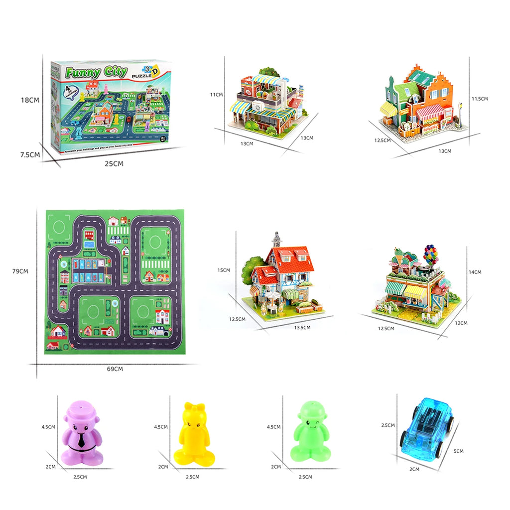 Construction Building Sets with 6 Cartoon Character Toys I1752