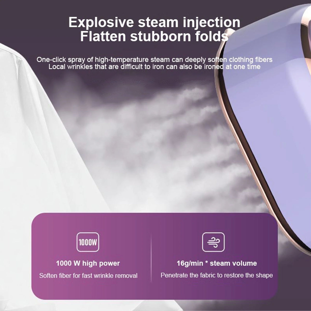 Purple Mini Handheld Travel Steamer Iron for Clothes A2015