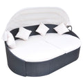 Outdoor Bed with Canopy Poly Rattan Black J7920