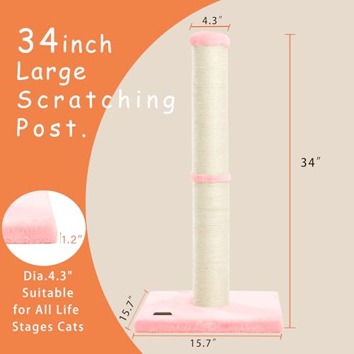 34 Inch Natural Sisal Cat Scratching Post N270