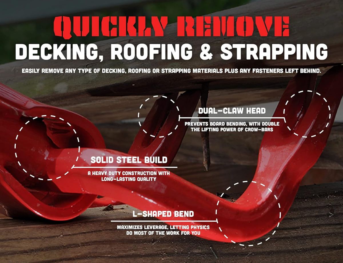 Red Steel Pallet Buster Deck Wrecker Tool, 44 Inch Non-Slip Handle, Pack of 2 S44442