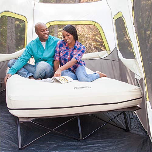 Queen-Size Folding Air Mattress with Steel Frame & Side Table P48541