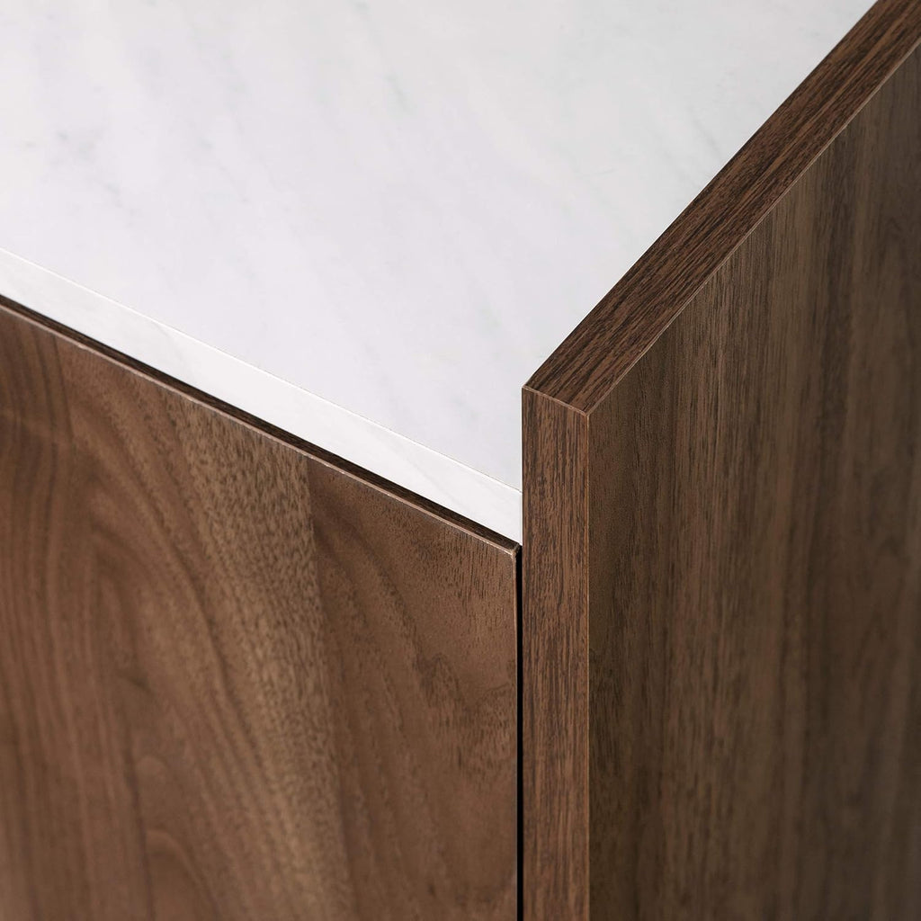 Natural Walnut and Faux Carrara Marble Buffet O242721