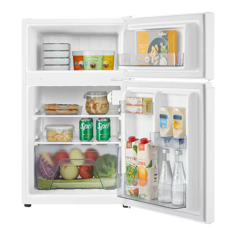 White 2-Door Mini Refrigerator with Freezer H65232