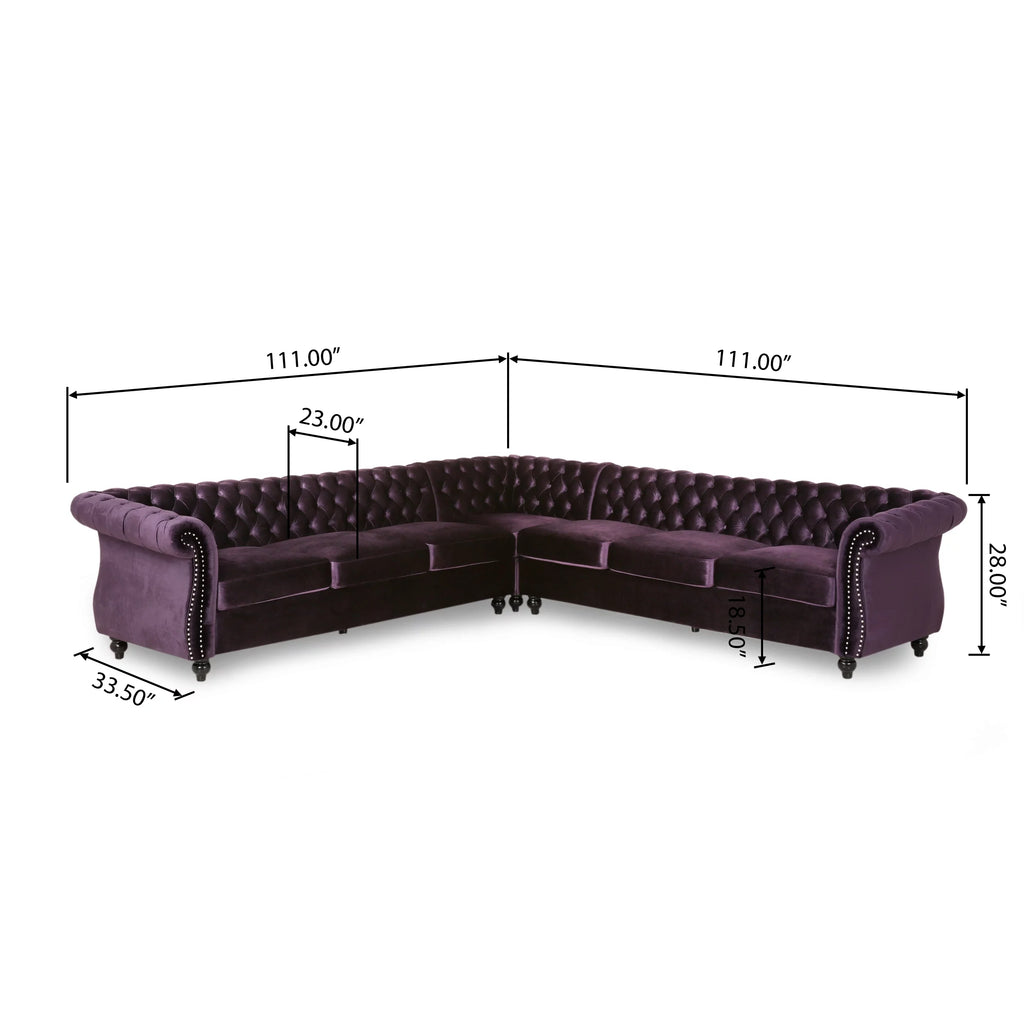 7 Seater Velvet Tufted Sectional H227