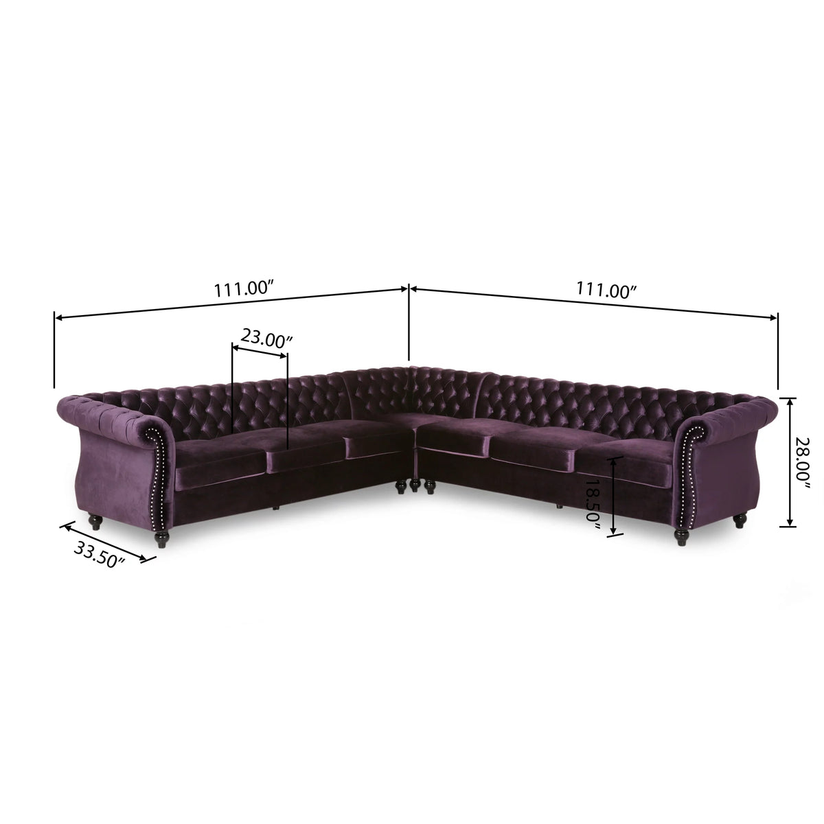 7 Seater Velvet Tufted Sectional H227