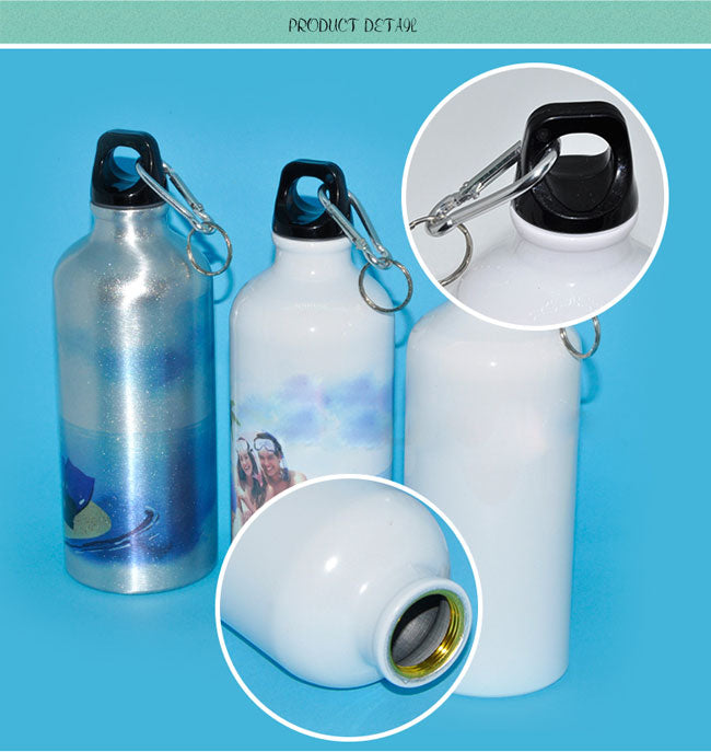 60pcs White Aluminum Sports Bottle 500ml with Individual Box Z1549