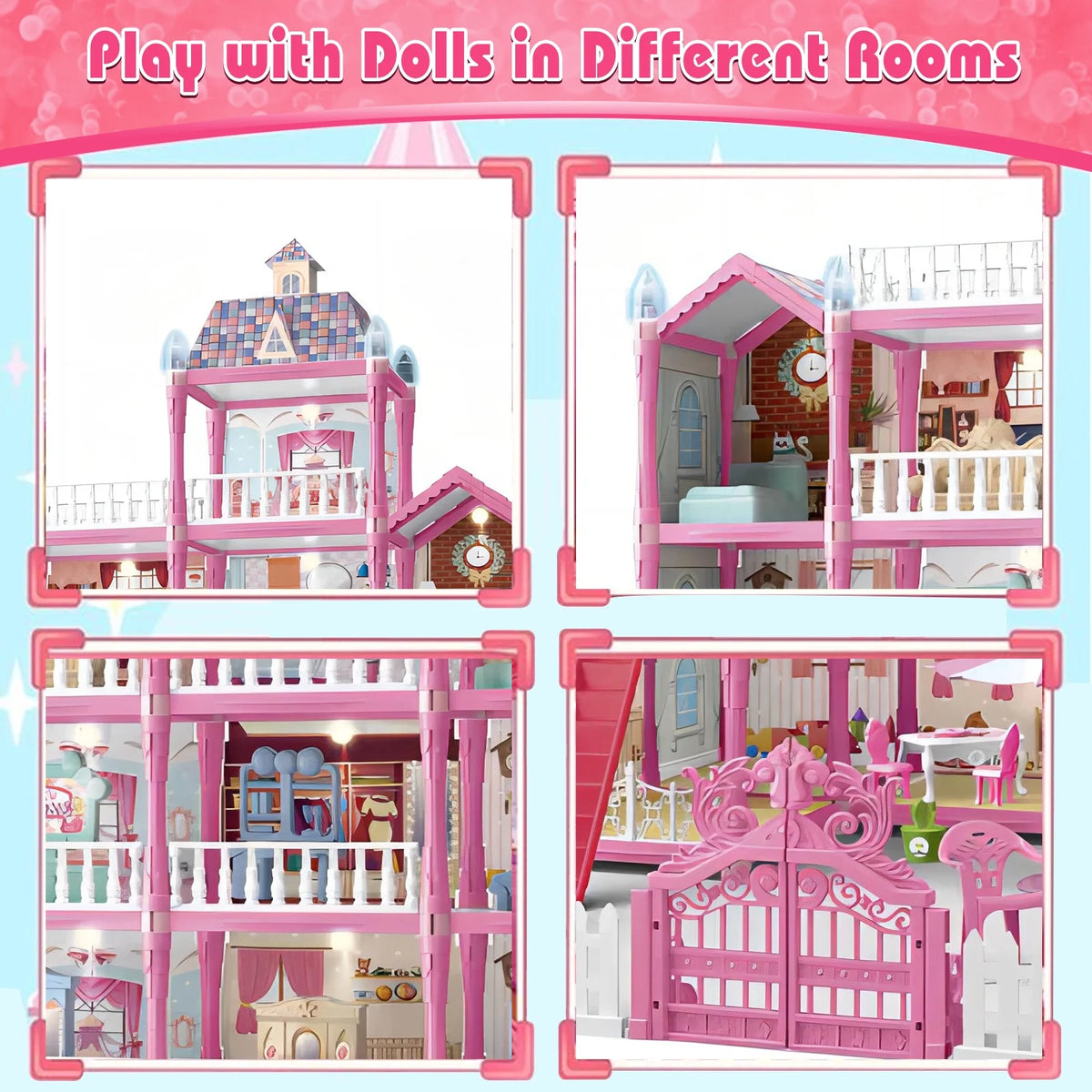 5-Story 19 Rooms DIY Dollhouse H6076