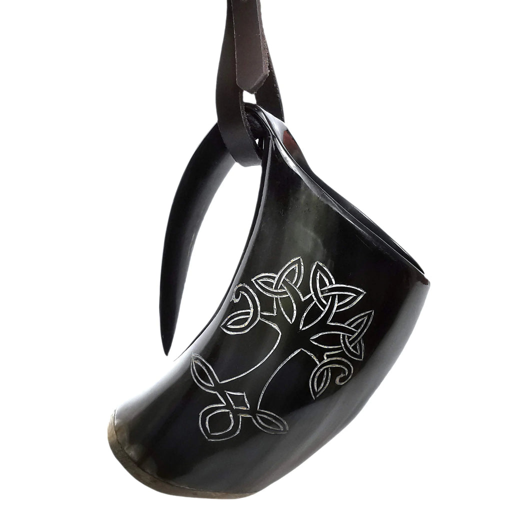 Viking Drinking Horn Tankard with Leather Strap 600ML V35233