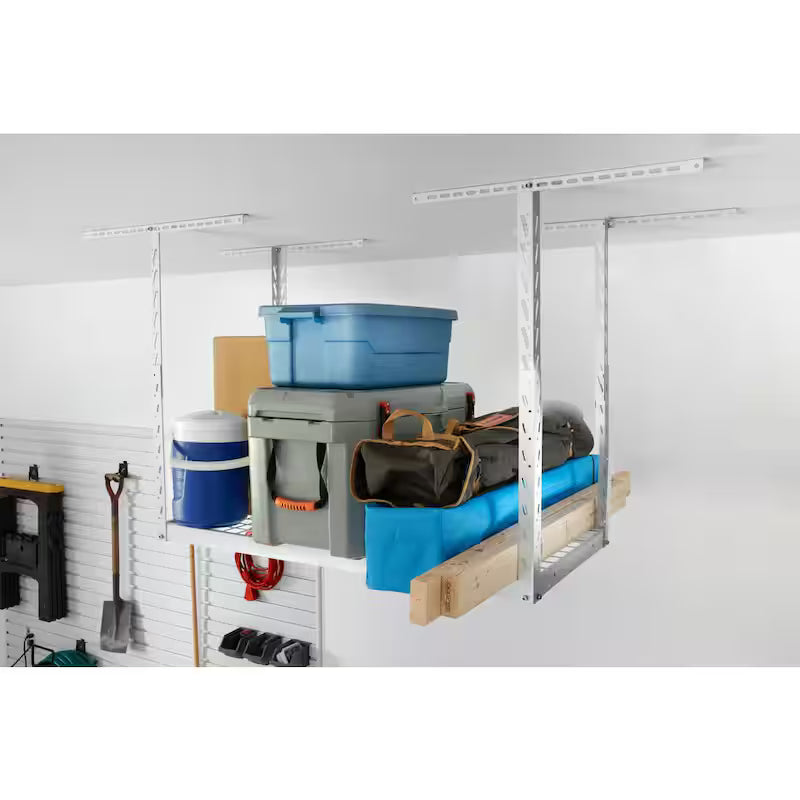 Hammered White Adjustable Height Overhead Garage Storage Rack A8569