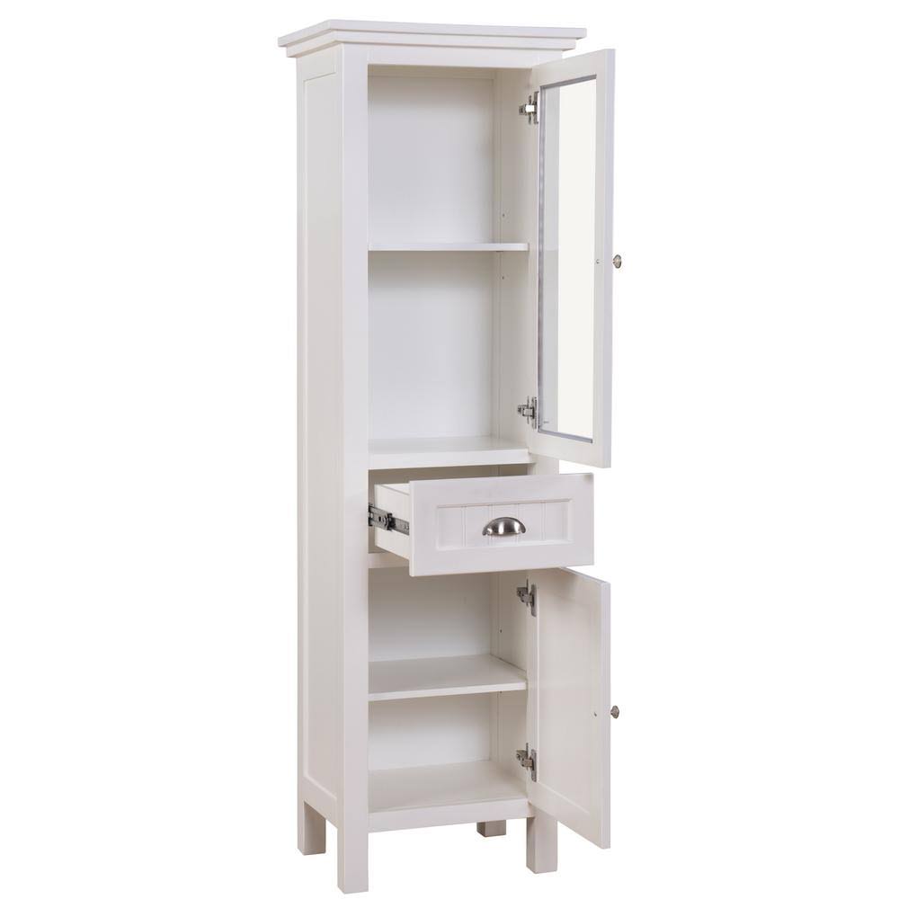 White Bathroom Linen Storage Cabinet E40536