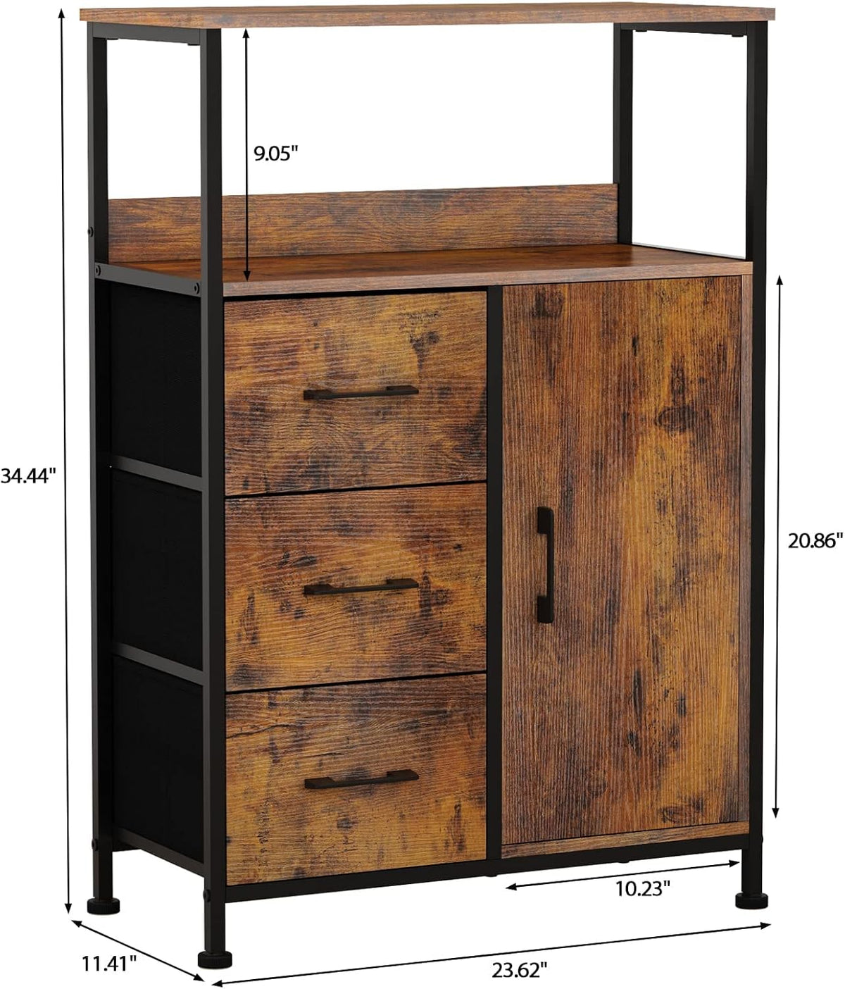 Storage Cabinet with 3 Drawers and Door Wood Y737