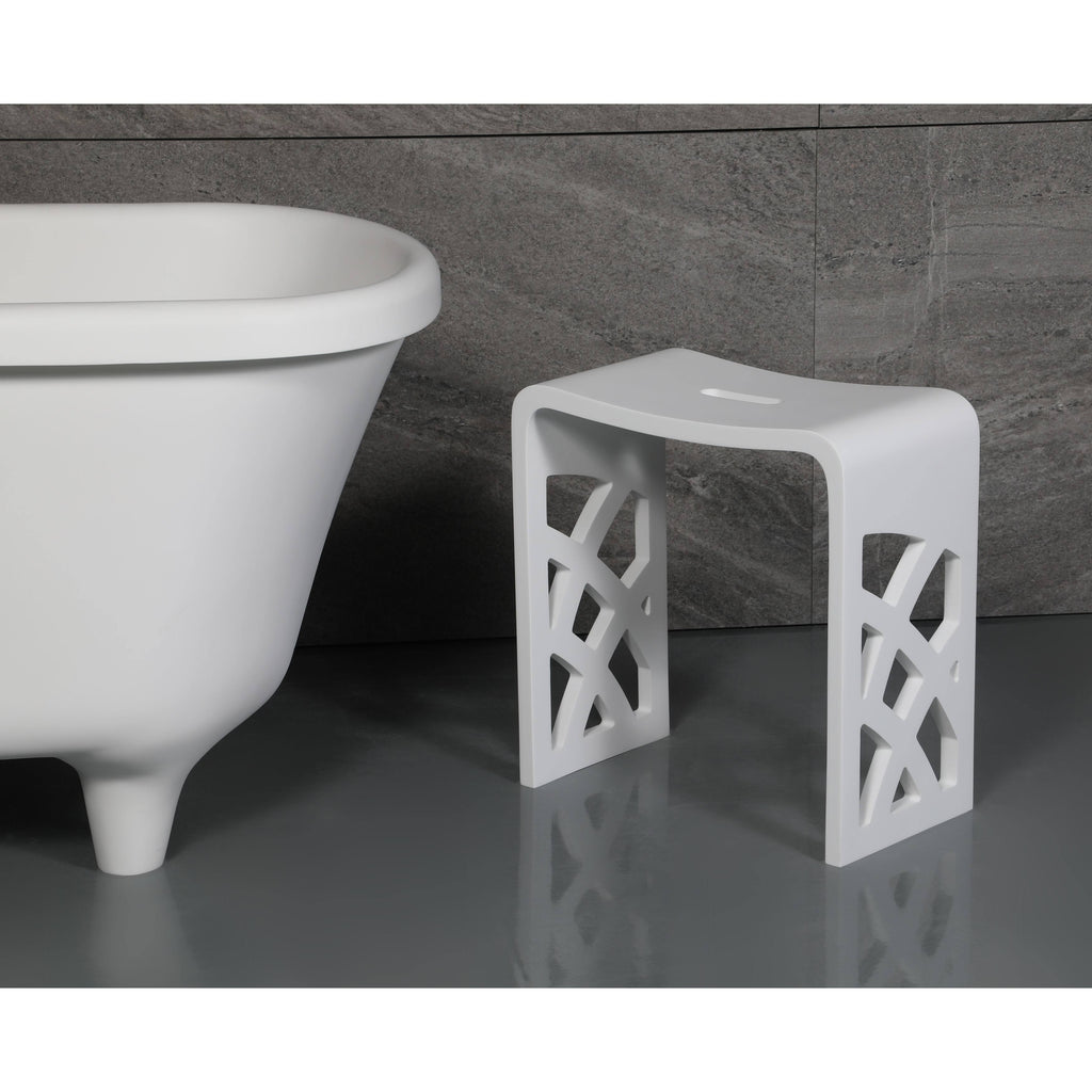 White Matte Bathroom Shower Stool J777823