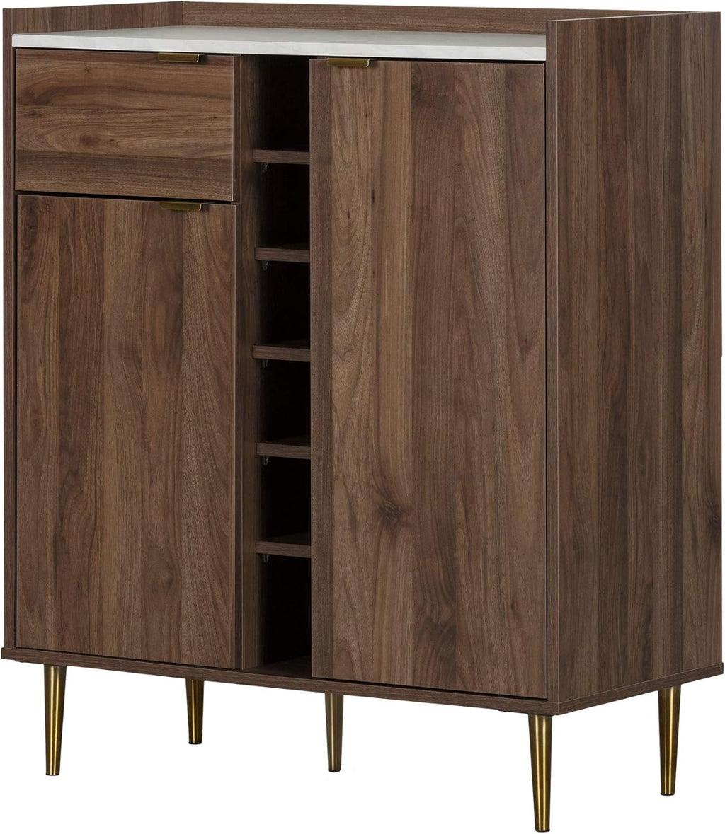Natural Walnut and Faux Carrara Marble Buffet O242721
