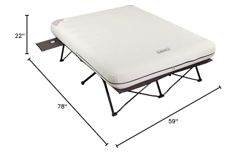 Queen-Size Folding Air Mattress with Steel Frame & Side Table P48541