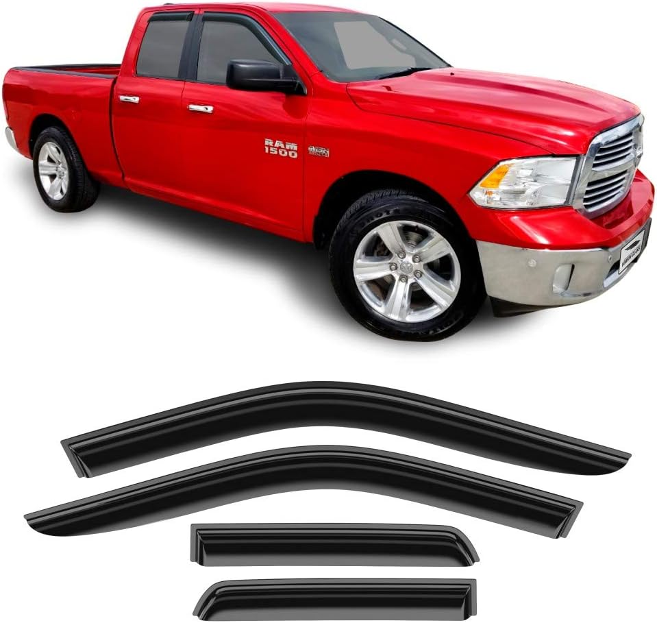 4 Pieces Glass Tape-on Rain Guards for Dodge RAM Quad Cab Q509804