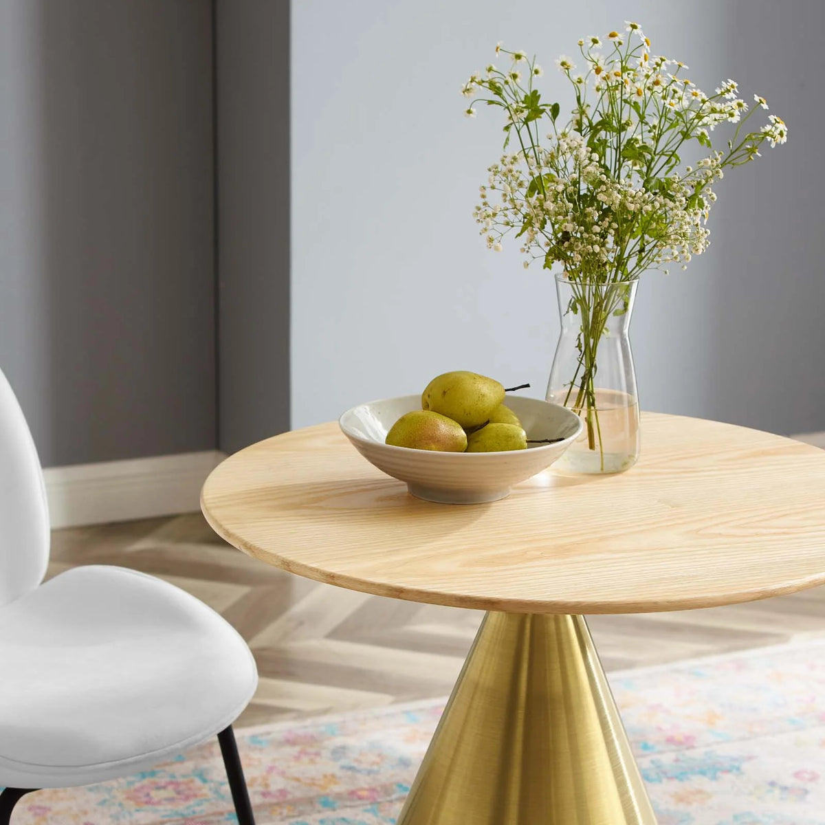 Round Wood Metal Dining Table A5119