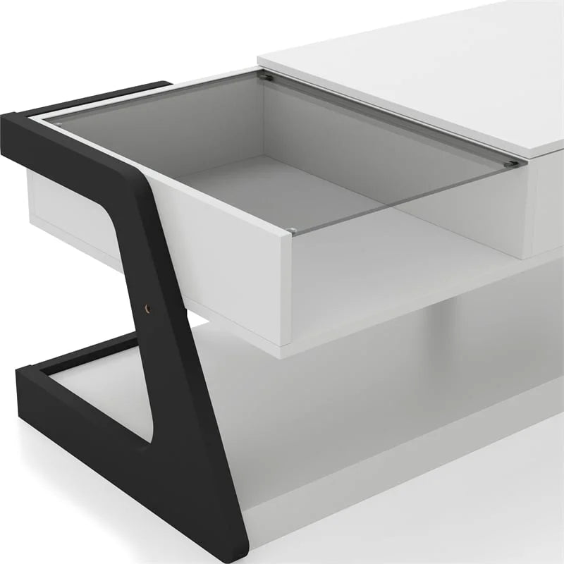 White Wood Lift-Top Storage Coffee Table V769958