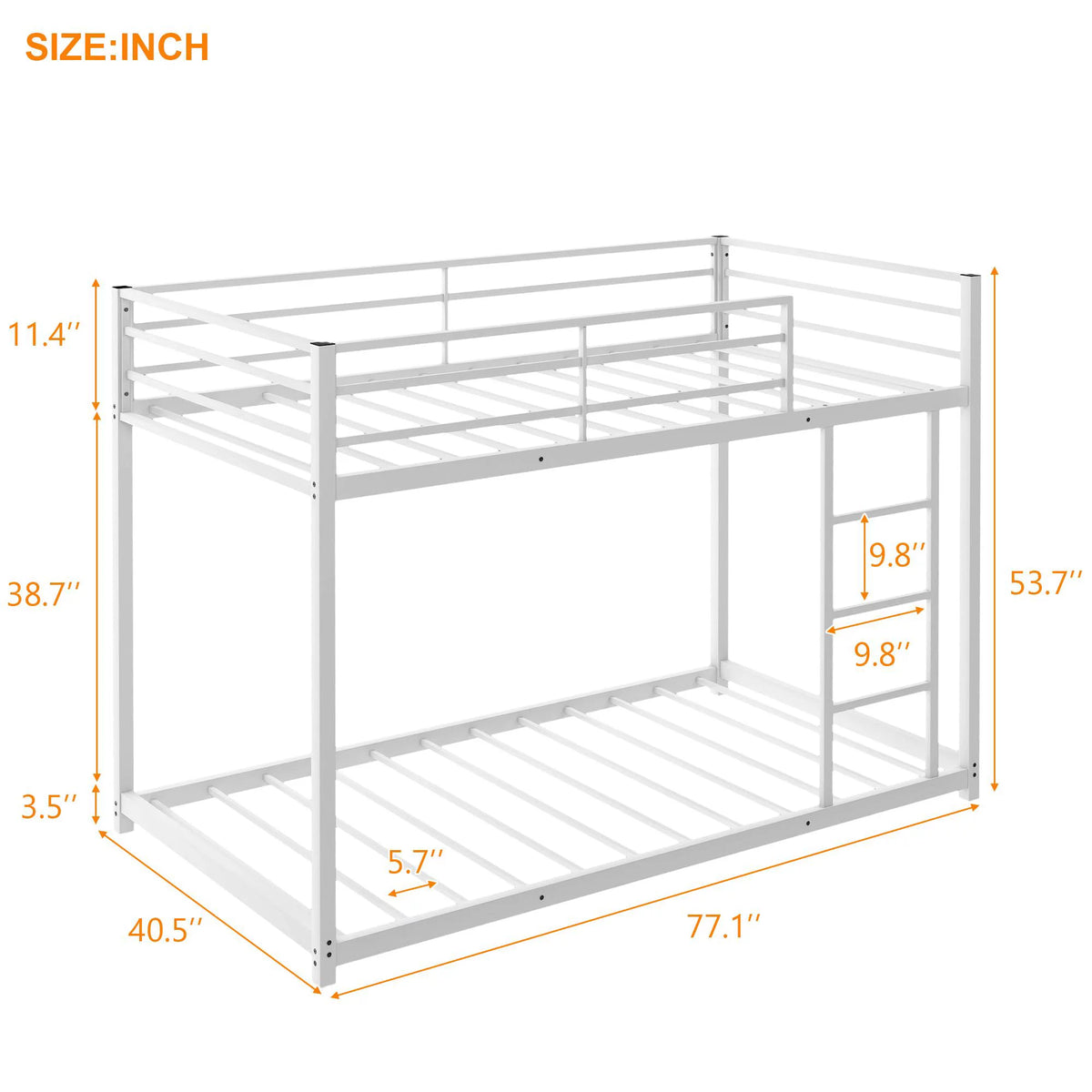 Black Full over Full Metal Bunk Bed with Ladder and Guardrails M2215