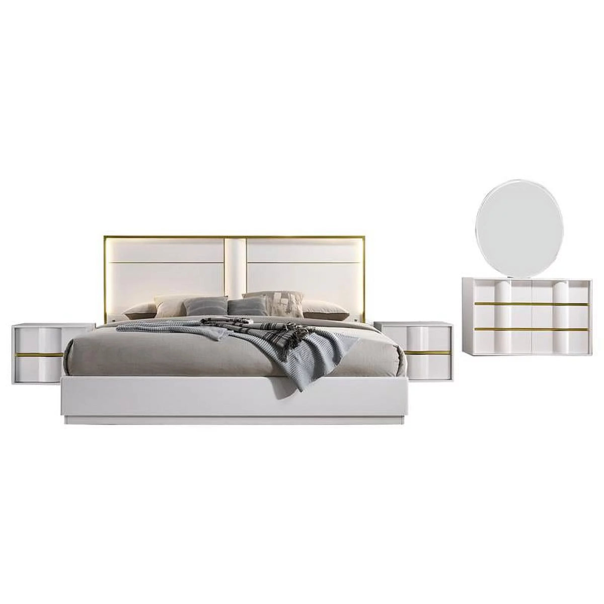5-Piece Poplar Wood King Bedroom Set Y1505
