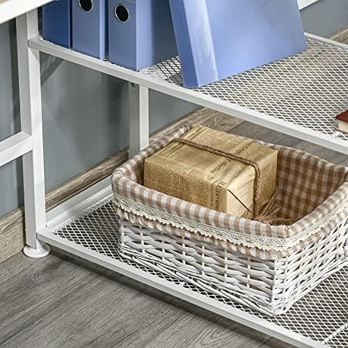 Two Person Computer Desk with 2 Storage Shelves I6988