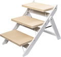 Wooden Foldable 3-Step Dog Stairs for High Beds and Cars O77611