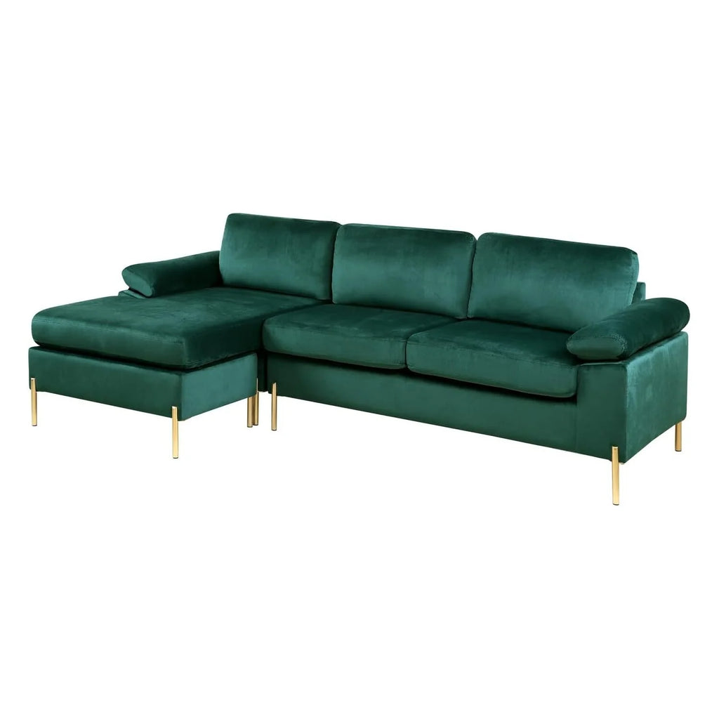 Green Gold Velvet Sectional Sofa D3464