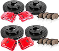 Powder Coated Red Calipers Rotors Ceramic Pads Performance Kit K6903
