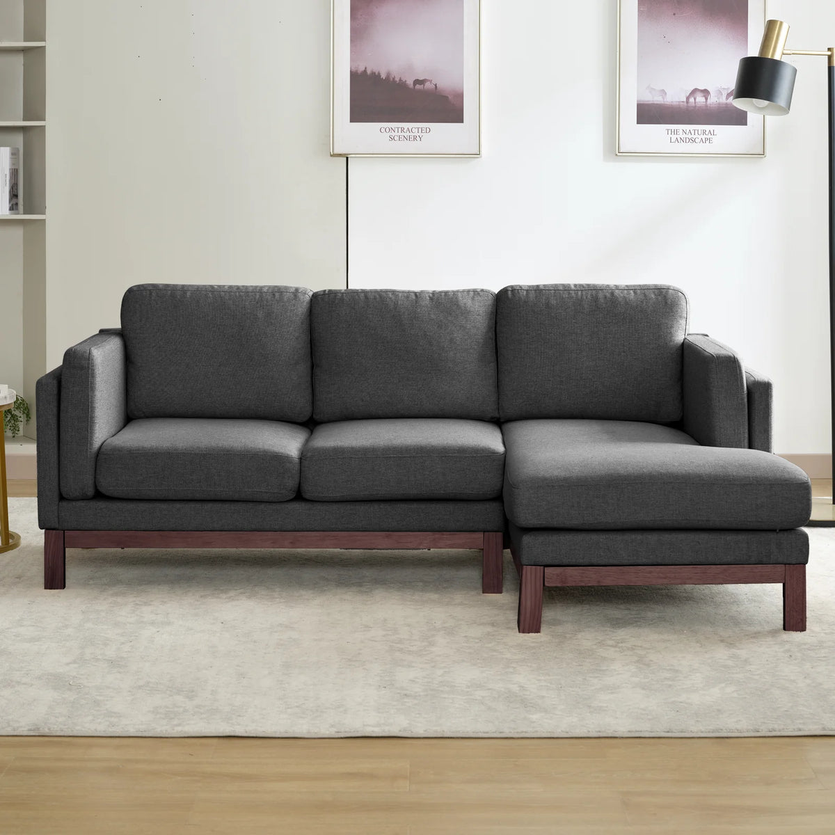 84" L-Shaped Upholstered Sectional Sofa with Chaise Lounge T99602
