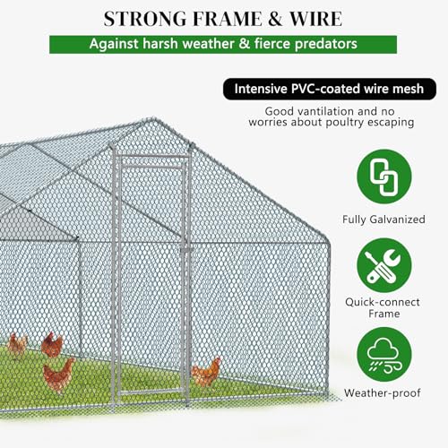 13×10 FT Metal Chicken Coop with Waterproof Cover W873