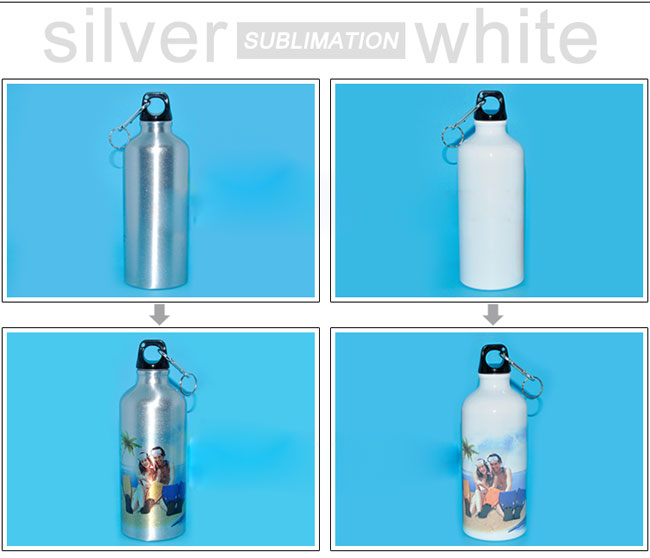 60pcs White Aluminum Sports Bottle 500ml with Individual Box Z1549