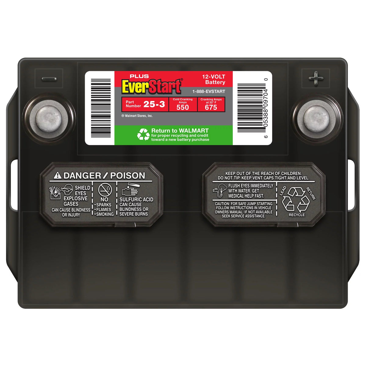 Lead Acid Automotive Battery Group Size 25-3 12 Volt 550 CCA T48349