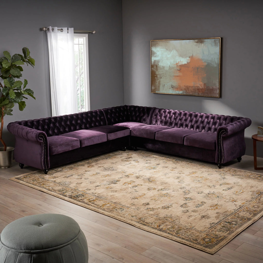 7 Seater Velvet Tufted Sectional H227