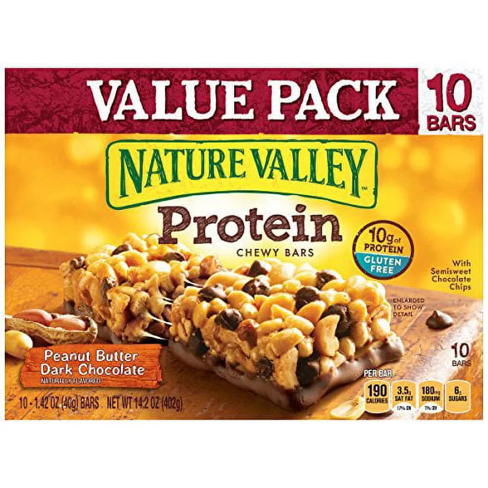 Peanut Butter Dark Chocolate Protein Chewy Bars 14.2oz Pack of 2 Q1049