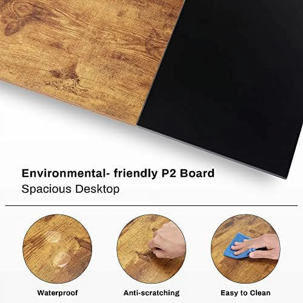 55 Inch Computer Desk with Monitor Stand and Shelves F30359
