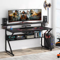 Gaming Desk with Storage Shelf and Monitor Shelf T52531