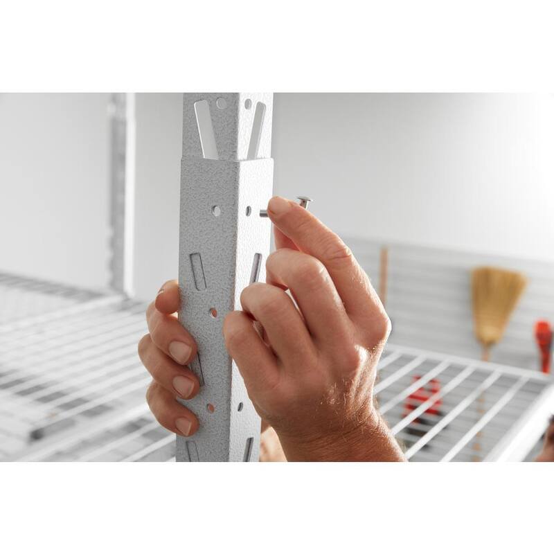 Hammered White Adjustable Height Overhead Garage Storage Rack A8569