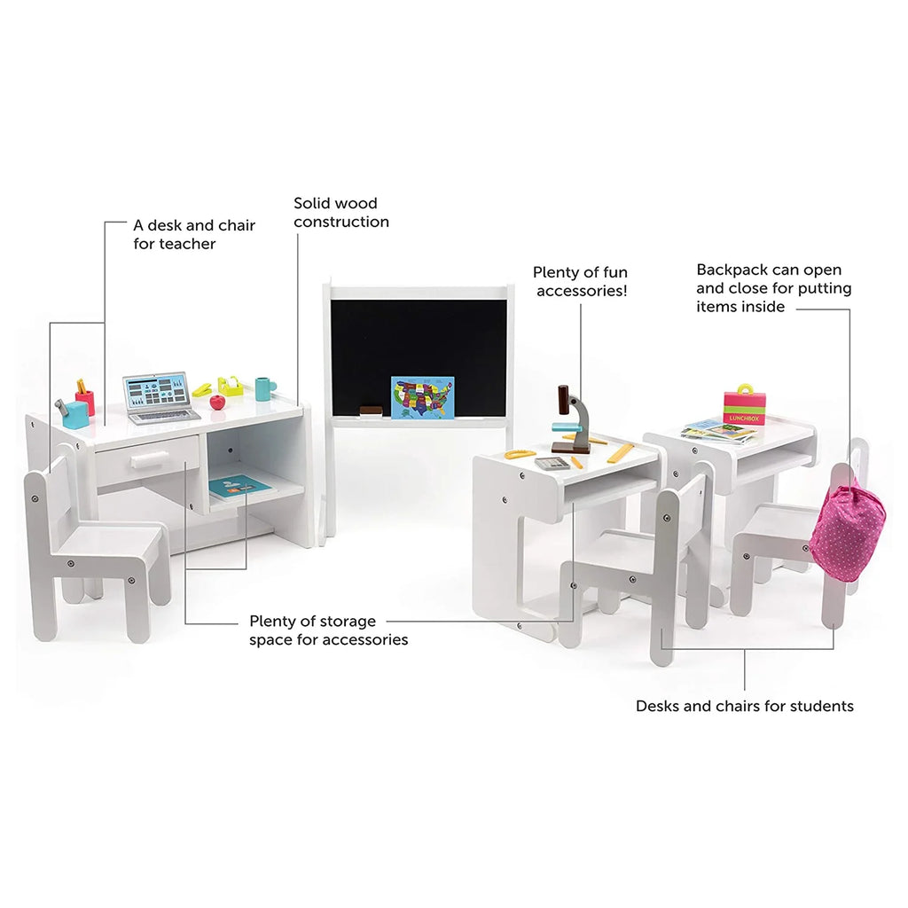 Classroom Playset with Desk and Chair for 18 Inch Dolls Q559