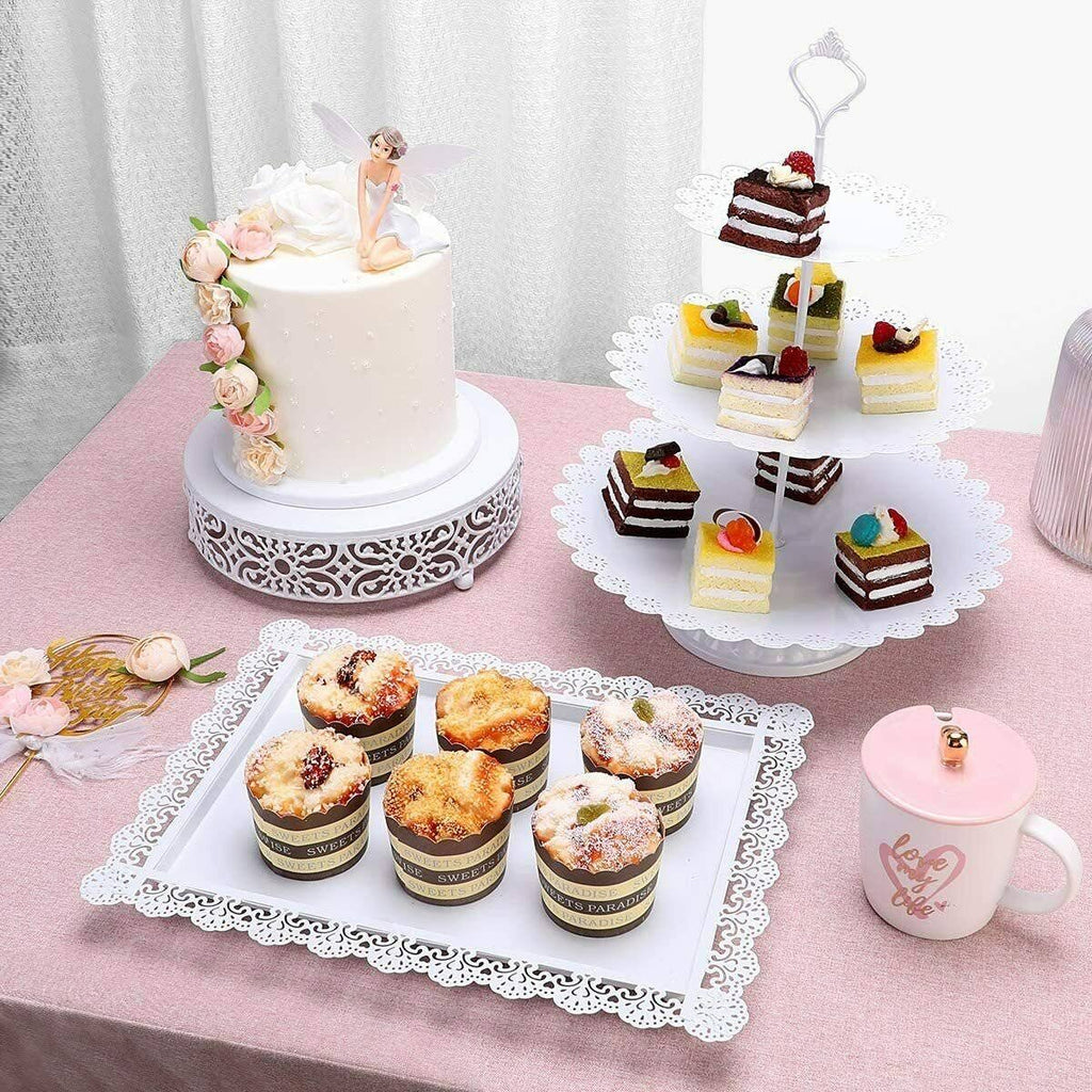 White Metal 3 Piece Cake Stand Set H837250