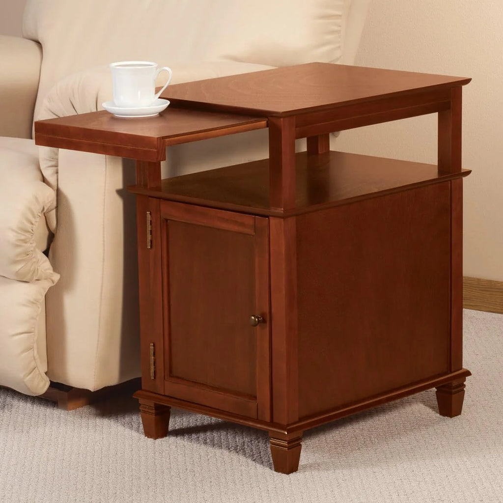 Mahogany Recliner Table with Slide-Out Shelf K440533