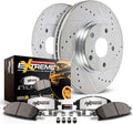 Carbon Fiber Ceramic Brake Pads and Drilled Slotted Brake Rotors Brake Kit B33528