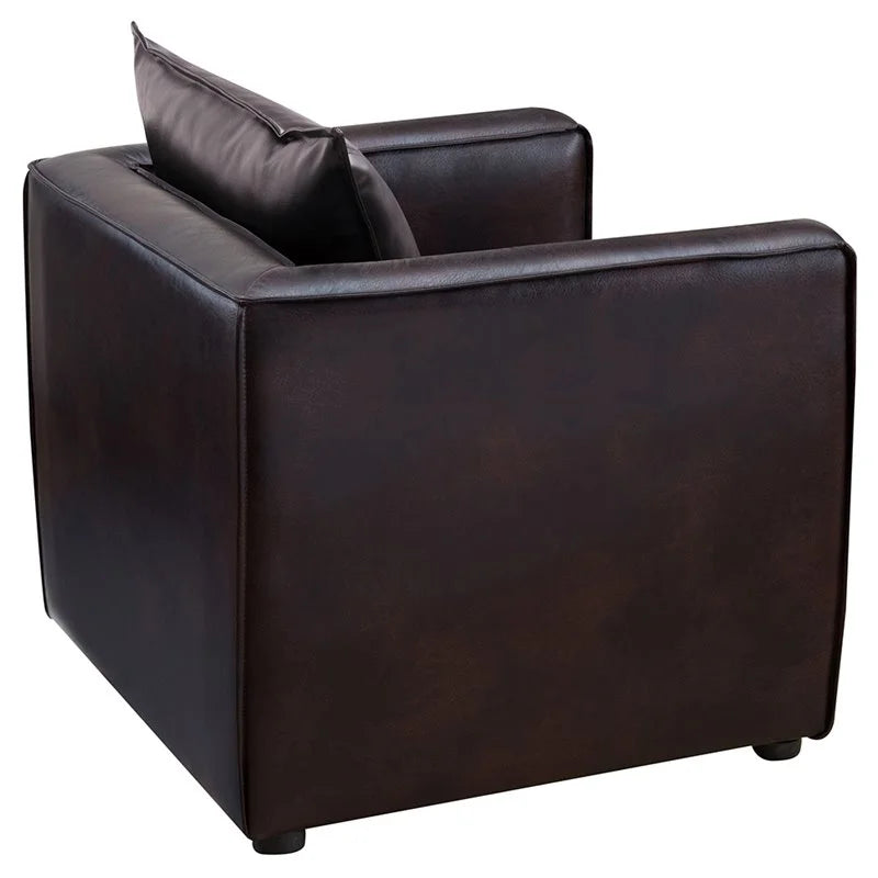 Brown Vinyl Upholstered Accent Chair with Arm Rests G6533