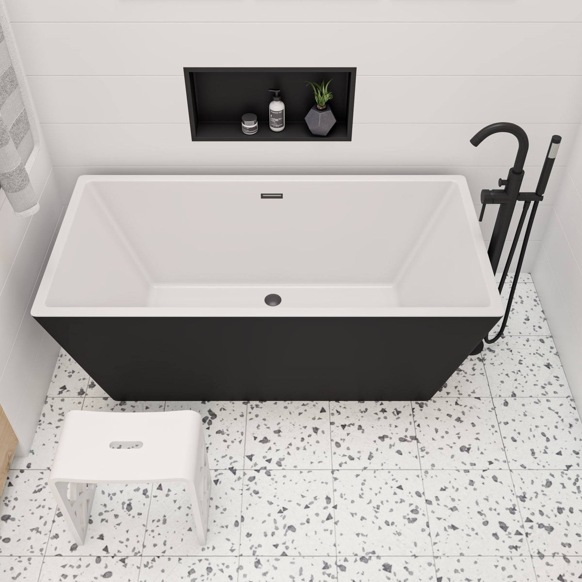 White Matte Bathroom Shower Stool J777823