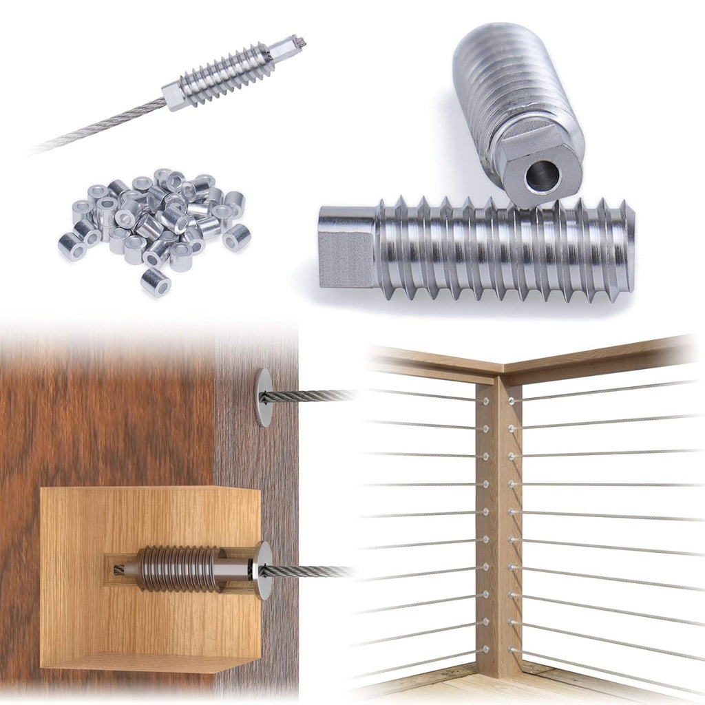 20Pack 3/16 Invisible Cable Railing Kit T316 Stainless Steel 10 Cable Line G58212
